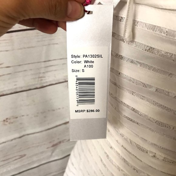 Parker NY White Karmen Lace Trim Silk Dress - Picture 8 of 12